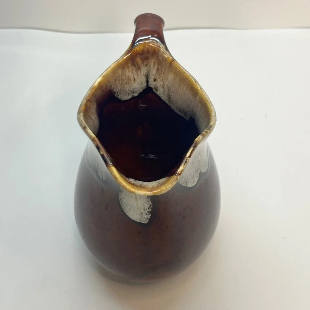 Vintage Hull Art Pottery Brown Drip Glaze‎ Pitcher Ceramic Creamer Jug 6 Inch